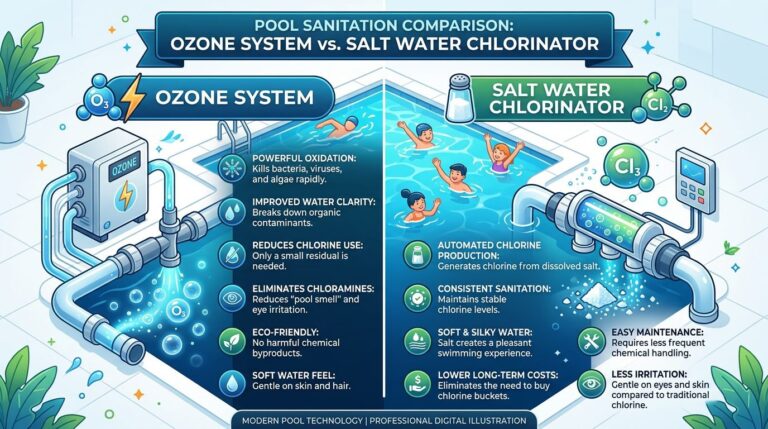 Ozone vs salt water pool system comparison