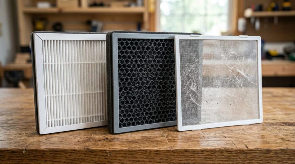 HEPA filter, activated carbon filter and pre-filter with pet fur